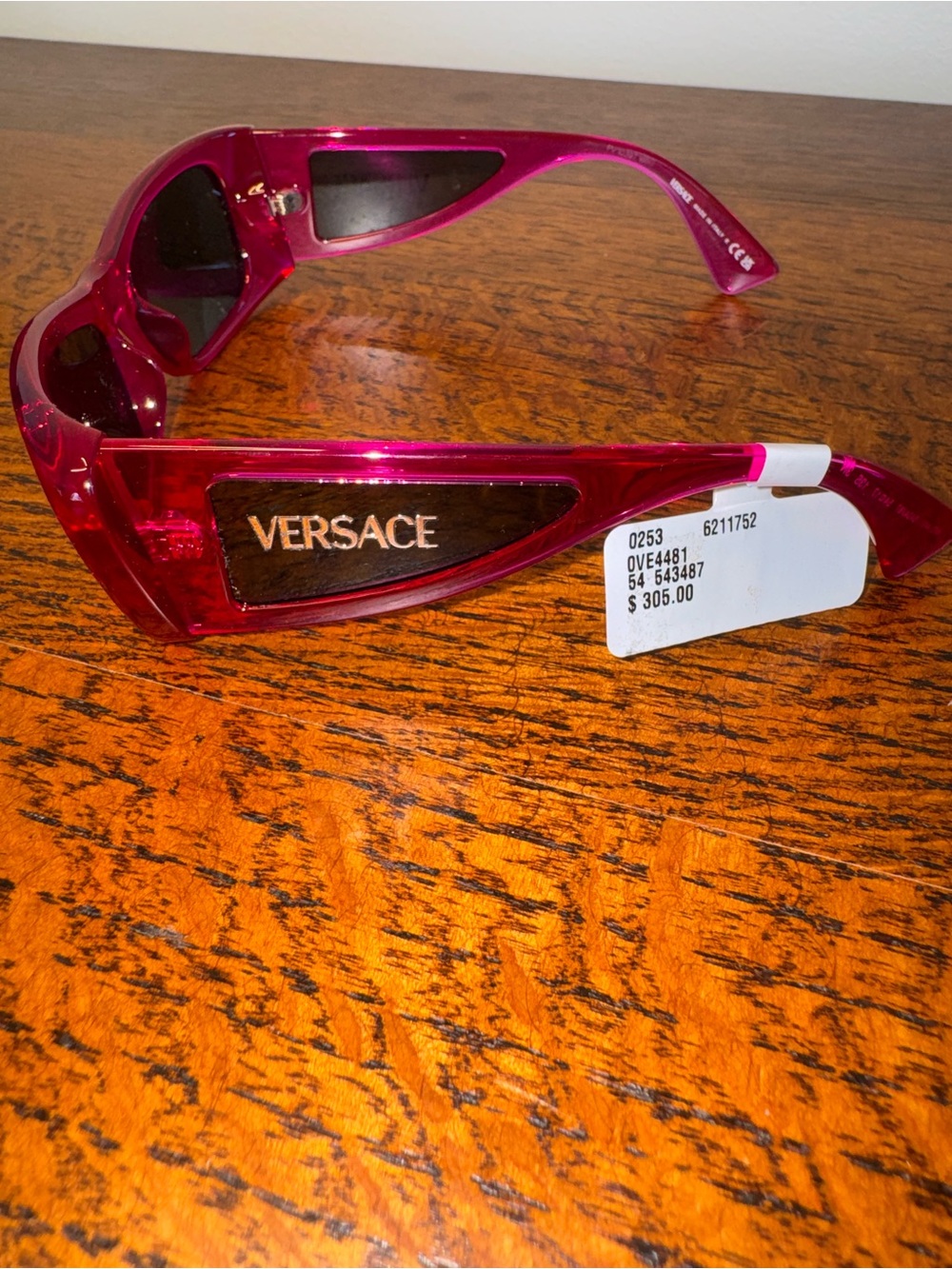 NWT Versace VE4481 Pillow Sunglasses -Transparent Fuchsia - Picture 2 of 9